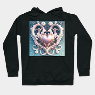 A Fractal Design in A Heart Motif Hoodie